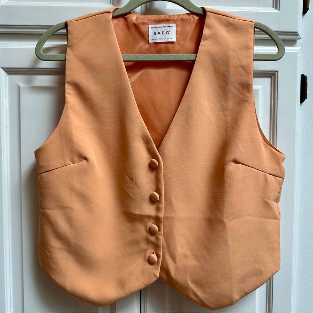 SABO Orange Button Front Vest Size Large